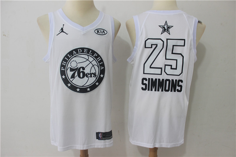 Men Philadelphia 76ers #25 Simmons White 2108 All Stars NBA Jerseys->philadelphia 76ers->NBA Jersey